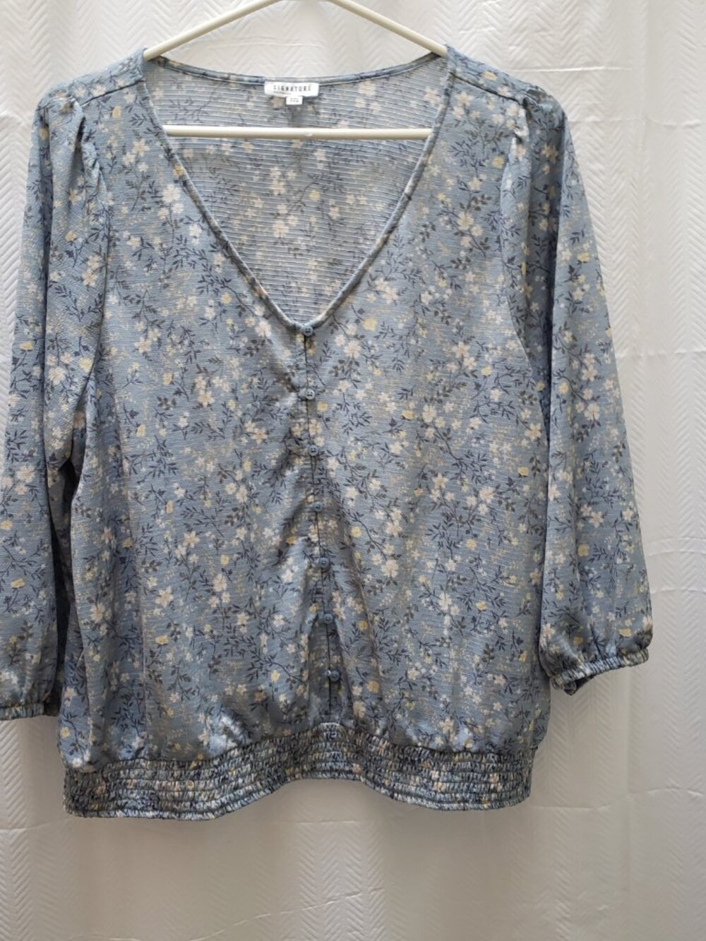 Reitmans Boho Blue Floral Blouse V Neck Size XXL